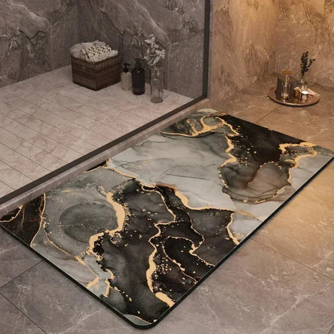 Comfortable quick-drying bath mat, anti-slip base for secure & dry bathroom floors. Essential safety.