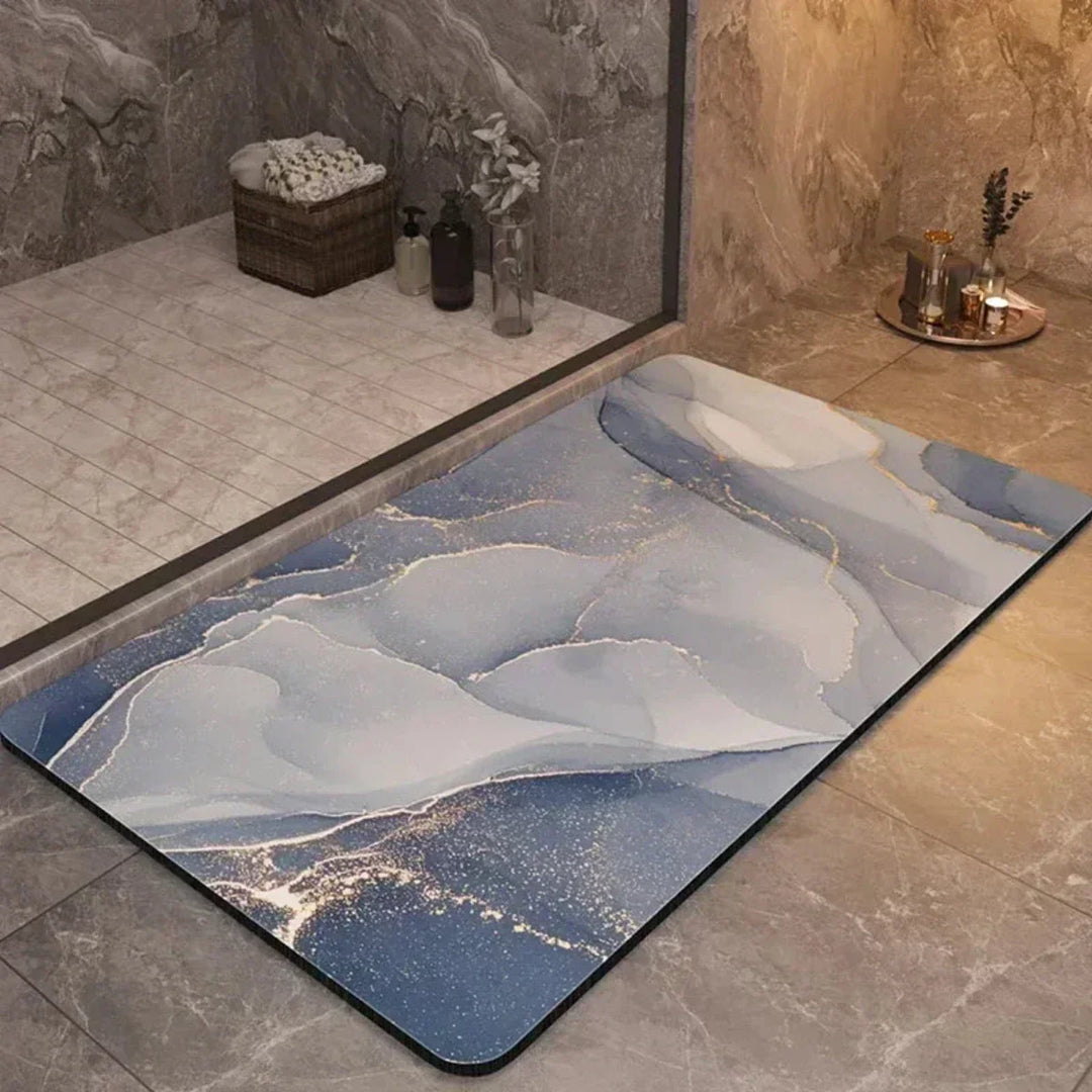 Highly absorbent non-slip bath mat, quick-dry design with diatomaceous earth for ultimate bathroom safety.