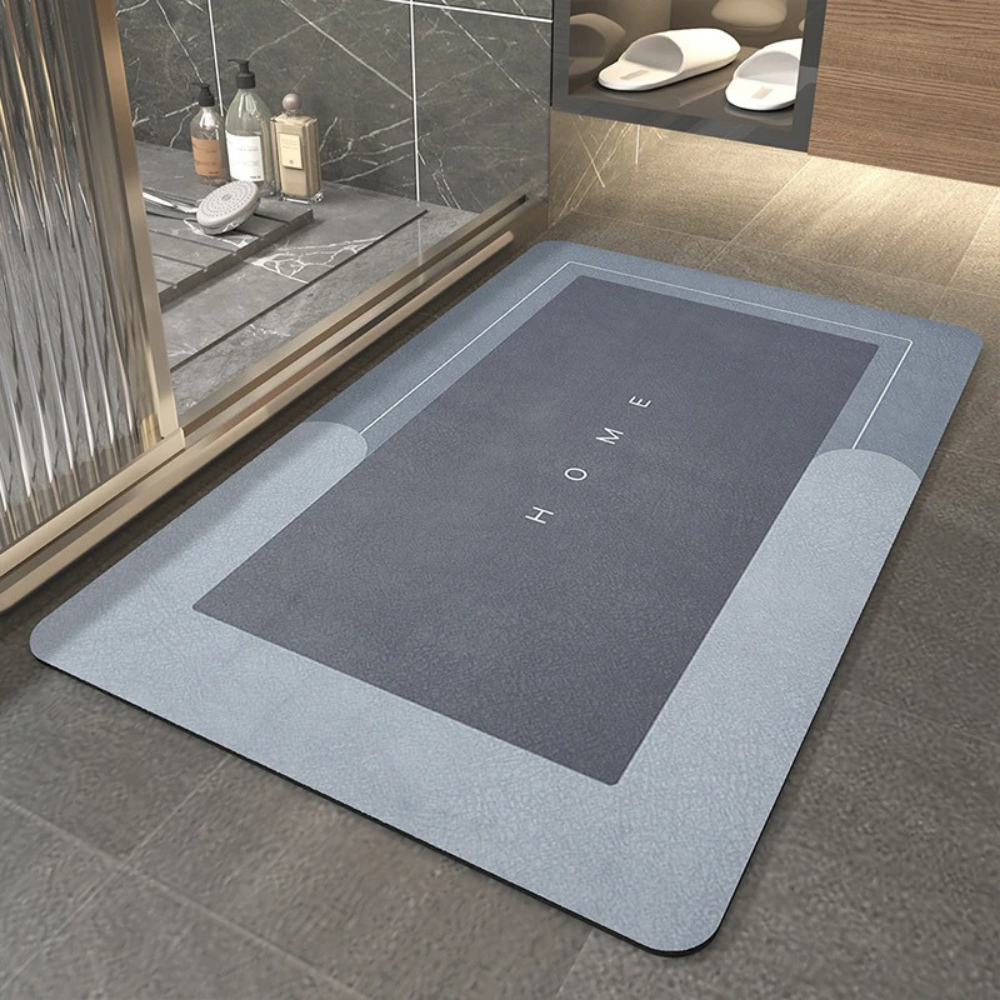Modern quick-drying bath mat with excellent absorbency, made from diatomaceous earth for a clean, safe bathroom.