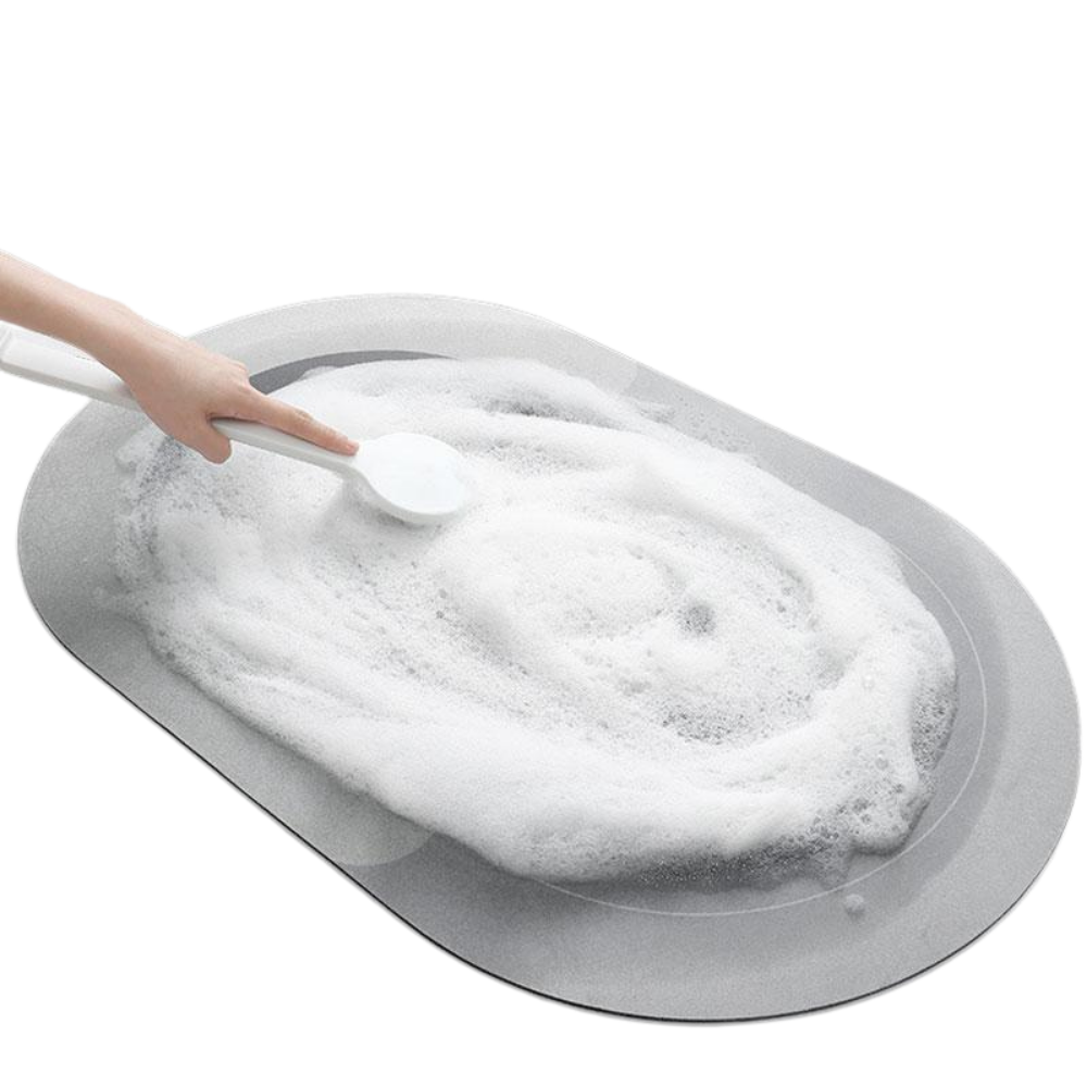 Non-slip quick-drying bath mat ensures bathroom safety. Absorbent diatomaceous earth provides a soft, dry surface.