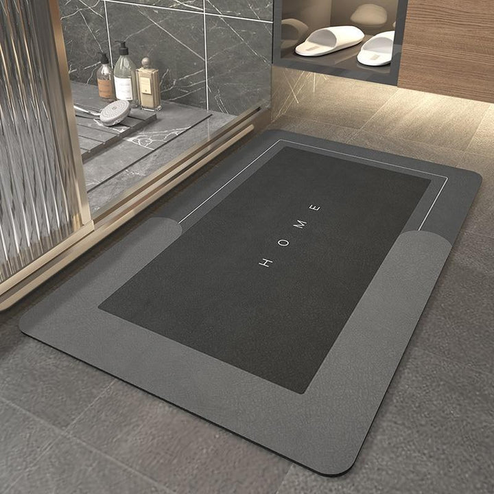 Soft touch quick-drying bath mat, highly absorbent & non-slip. Rectangular diatomaceous earth floor mat for modern decor.