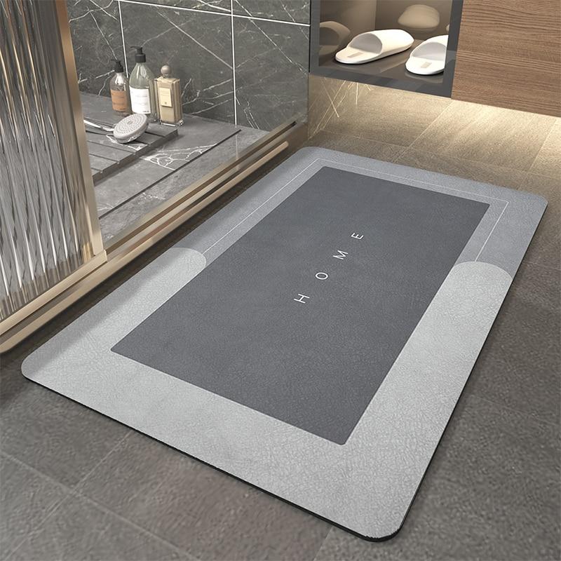 Diatomaceous earth quick-drying bath mat, super absorbent & non-slip. Essential home safety and stylish bathroom decor.