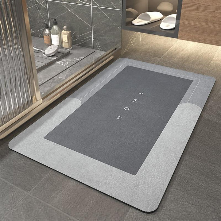 Diatomaceous earth quick-drying bath mat, super absorbent & non-slip. Essential home safety and stylish bathroom decor.