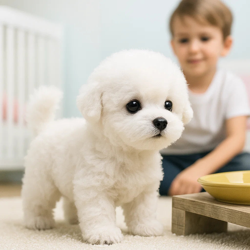 Eco-friendly soft plush puppy toy, realistic interactive design, perfect comfort gift for children.