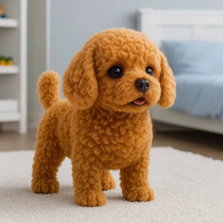 Interactive puppy plush toy, realistic pet companion with soft fur, great comfort and lifelike experience.