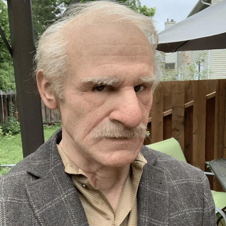 Realistic latex old man mask for Halloween costume, cosplay, or theatre prop.