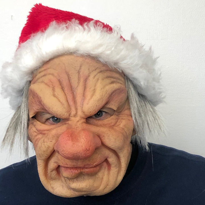 Realistic latex costume mask; expressive old man headpiece for Halloween fun.