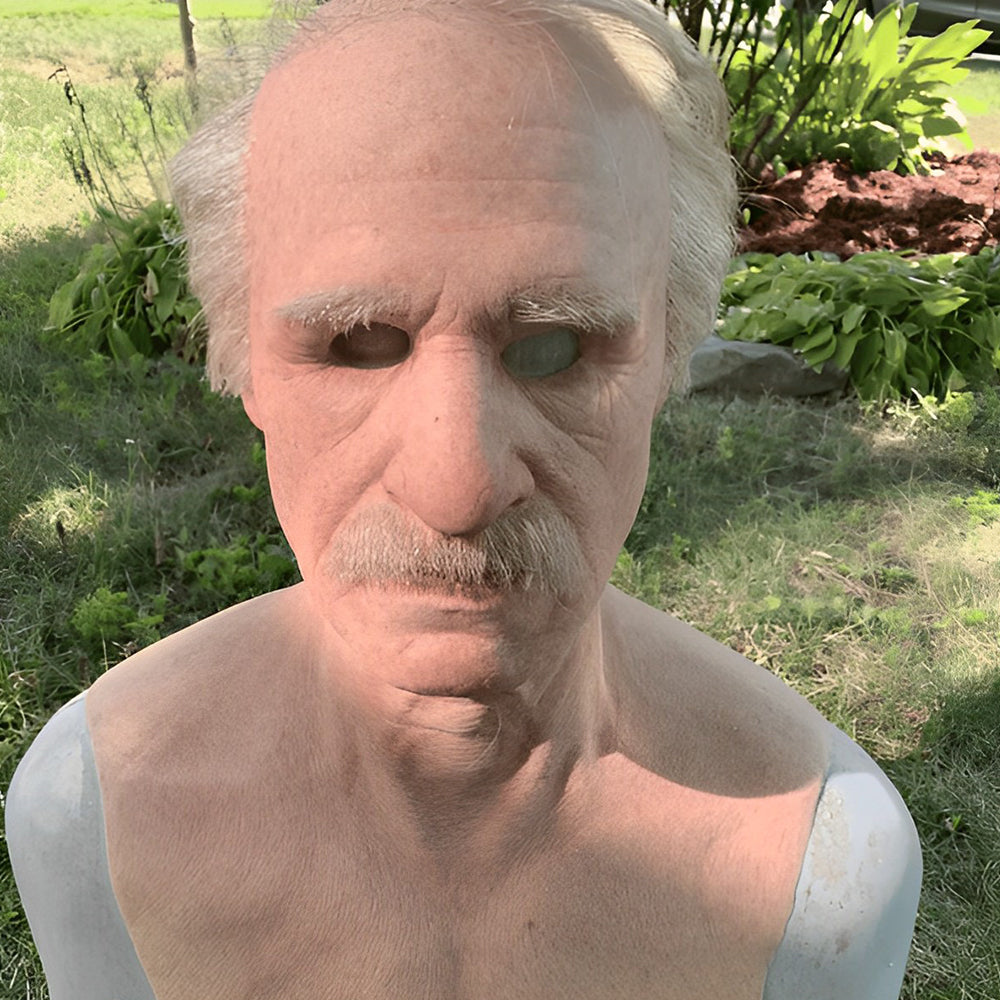 Detailed realistic latex old man mask for amazing Halloween transformations.