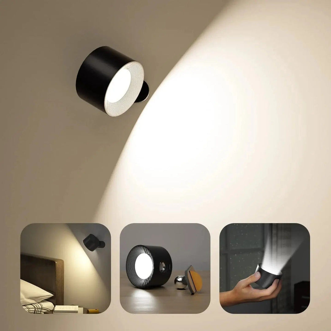 Modern hallway lighting with a sleek rechargeable wall light, providing ambient and functional glow.