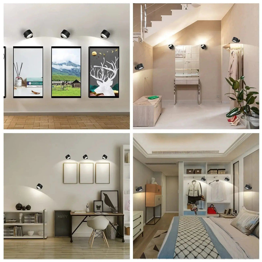 Adjustable cordless LED wall lamp, offering magnetic convenience for modern bedroom & hallway lighting.