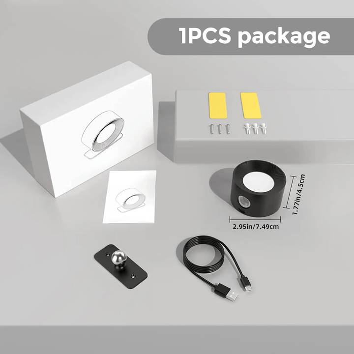 Magnetic rechargeable wall lamp in a modern home, providing convenient, adjustable task lighting.