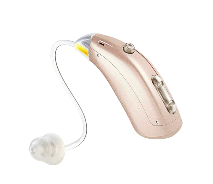 Modern digital hearing aid for clear sound, featuring rechargeable convenience. Boost hearing clarity effortlessly.