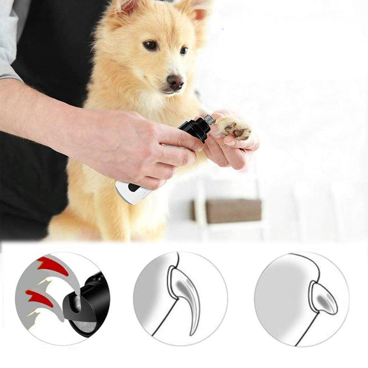 Quiet dog nail grinder & cat nail groomer with LED light. Rechargeable for safe, gentle animal paw care.