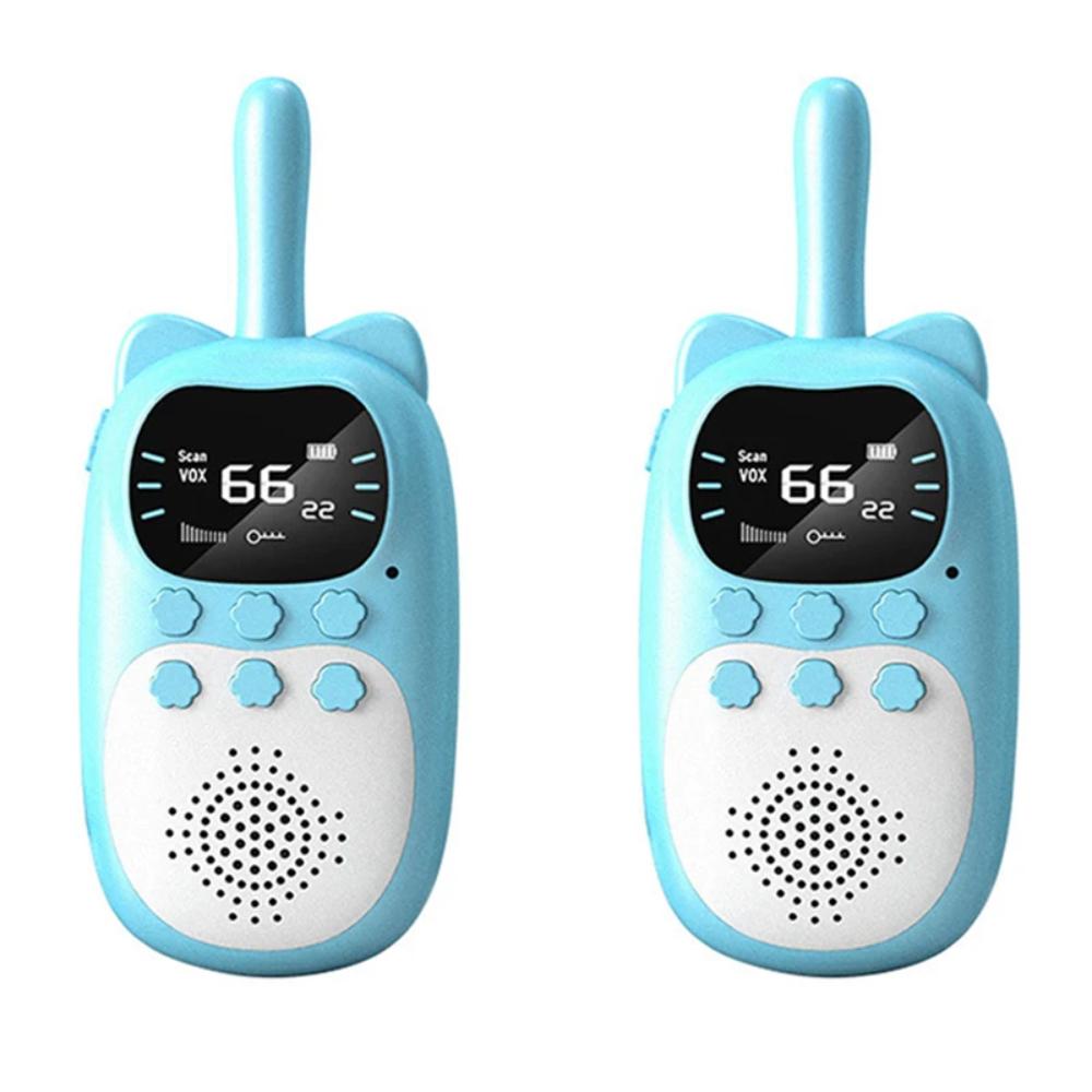 Electronic rechargeable walkie talkie set for kids, a fun and child-friendly two-way radio gift.