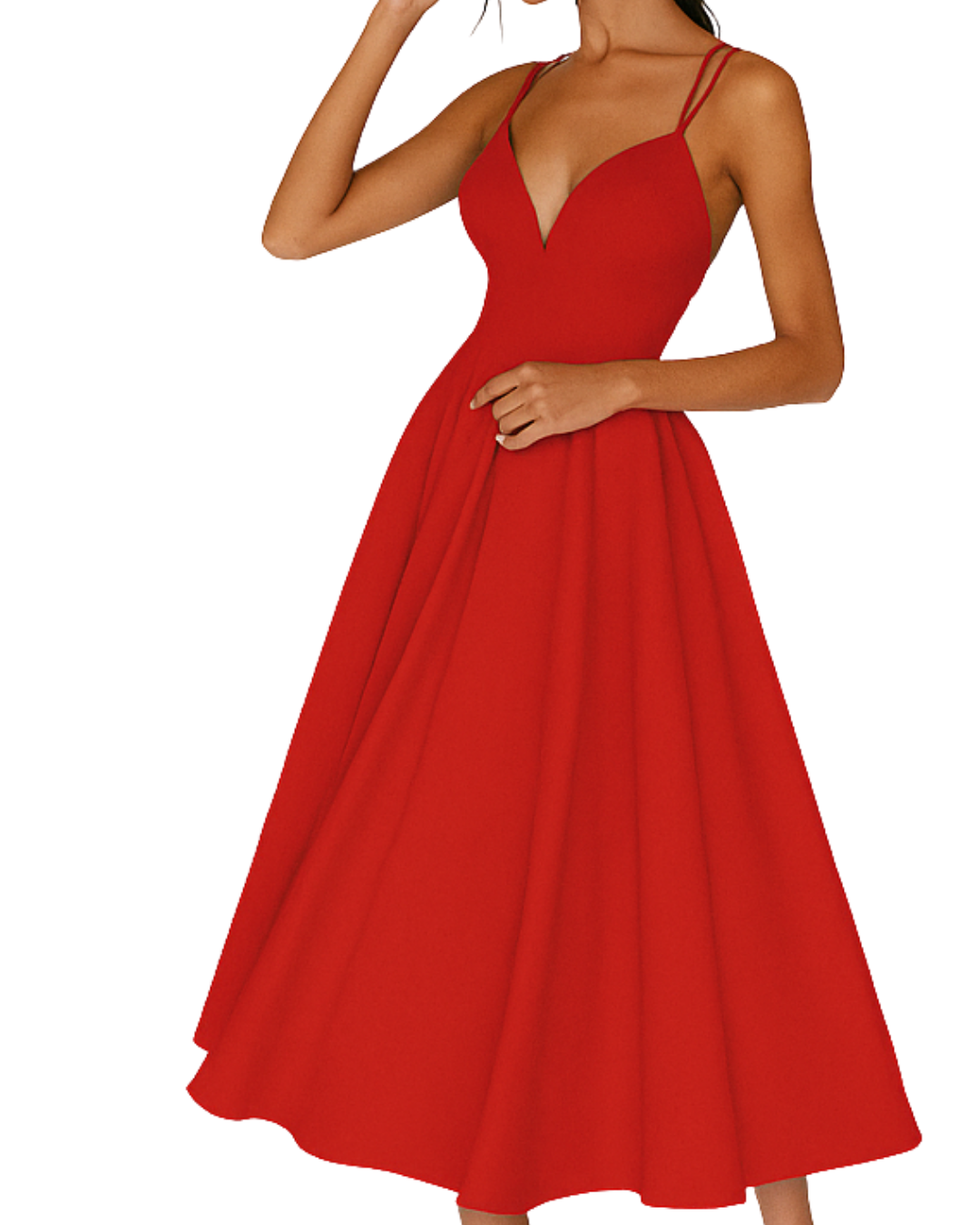 Blue strappy midi dress, a chic and comfortable option for women's wedding guest attire