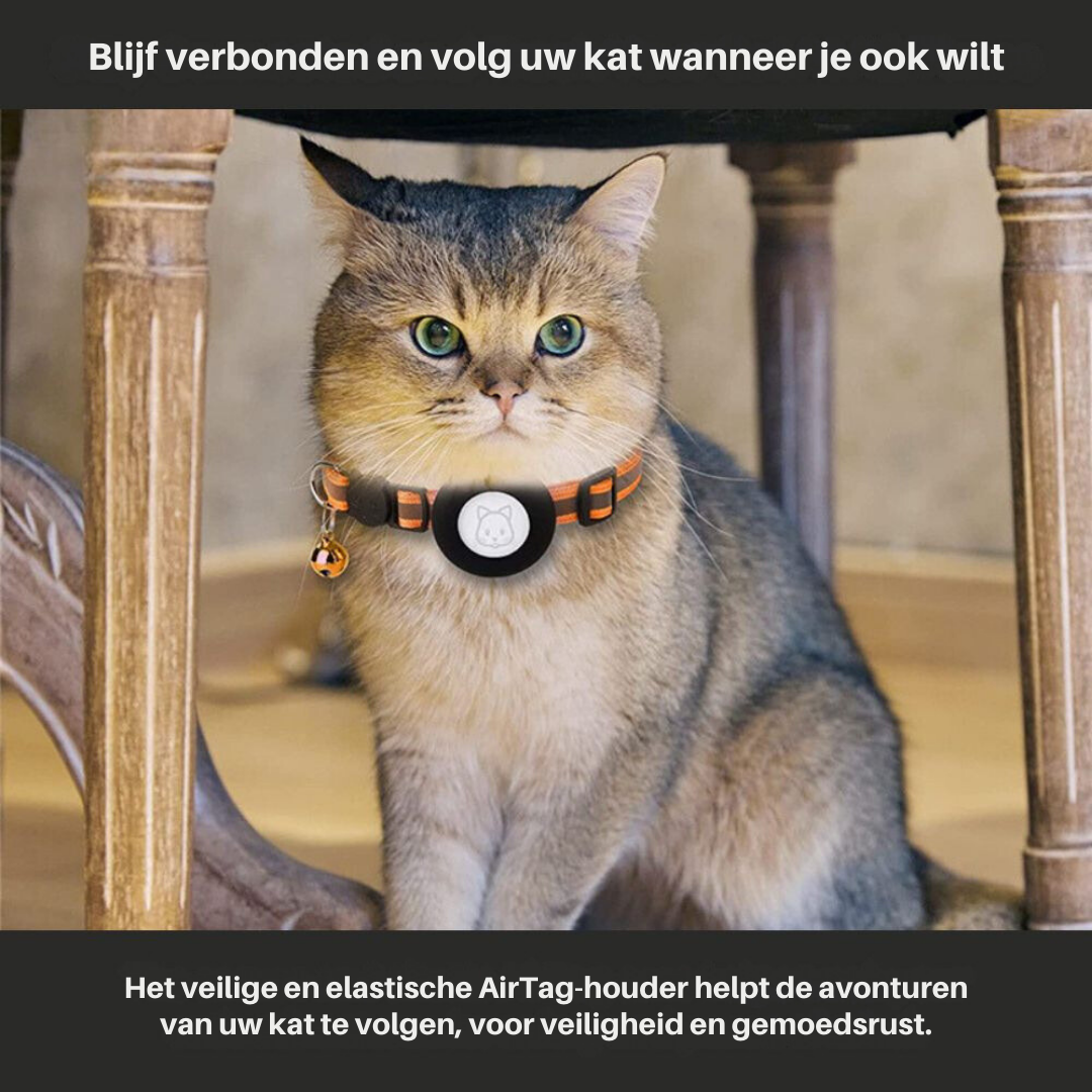 GPS tracker holder cat collar, highly reflective, ensures your cat's safety and easy tracking.