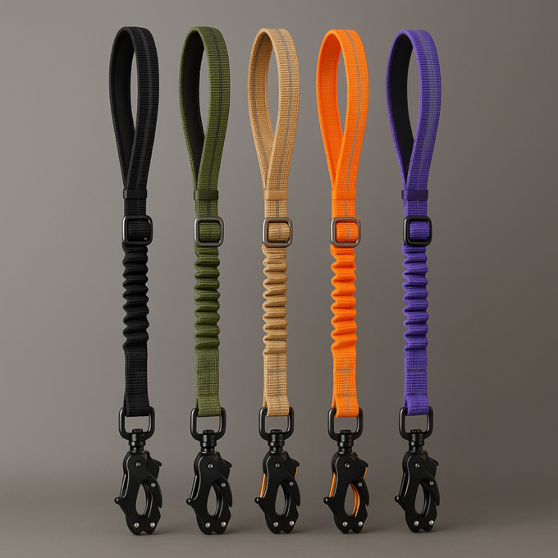 Reflective heavy-duty dog safety leash with car seatbelt clip for pet travel & control.