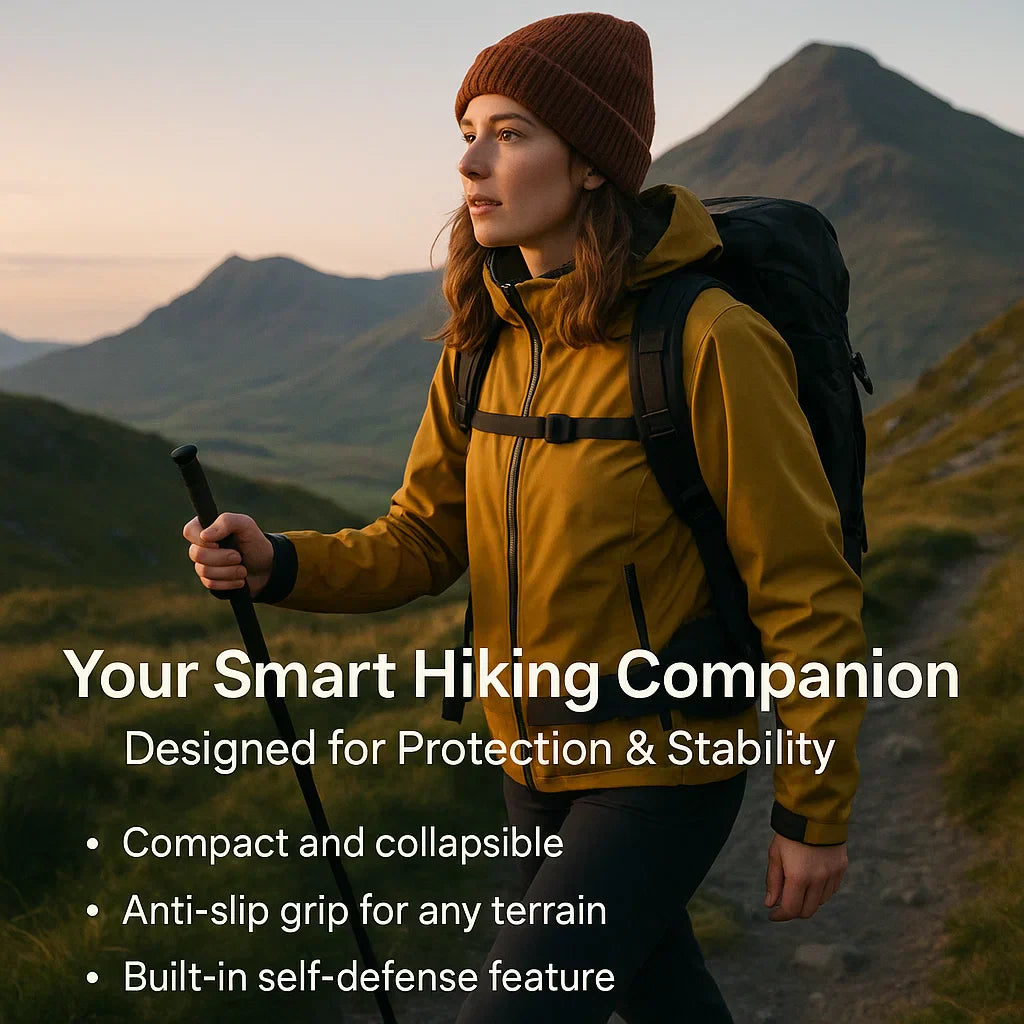 Emergency preparedness self-defense walking stick, enhancing personal security and peace of mind.
