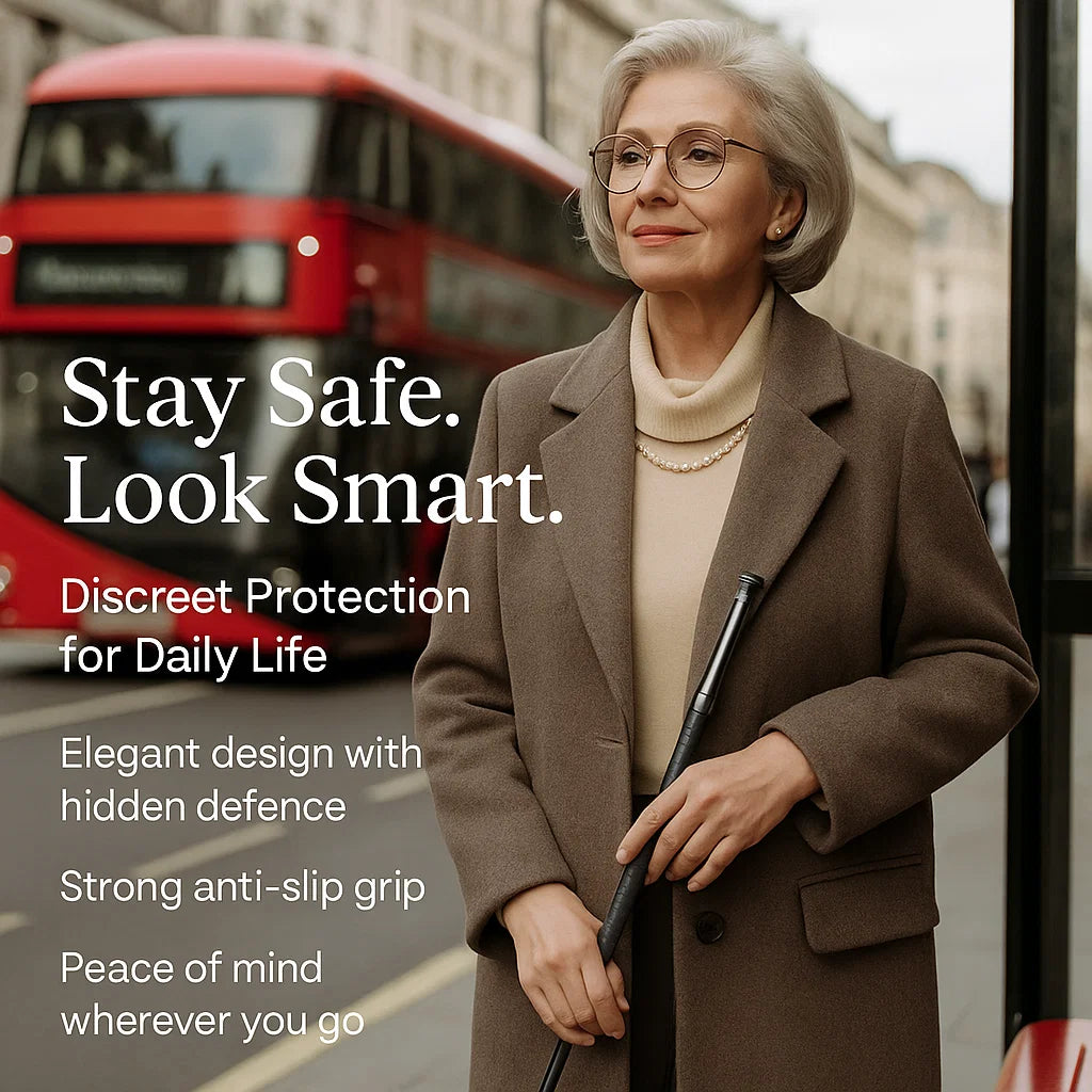 Fitness-friendly self-defense walking stick, perfect for active users seeking personal protection.