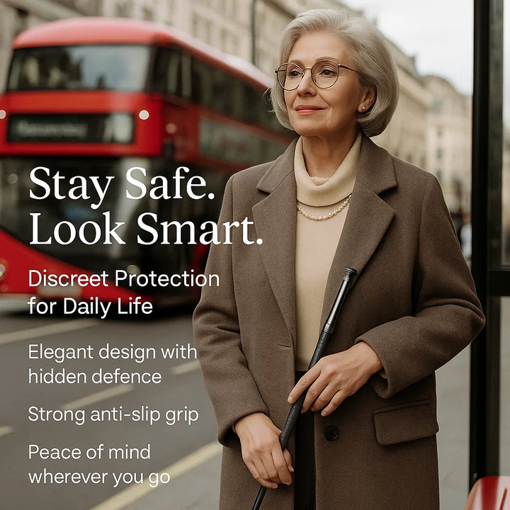Fitness-friendly self-defense walking stick, perfect for active users seeking personal protection.