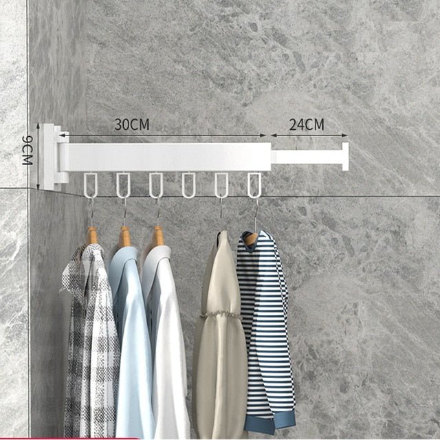 Retractable wall clothes dryer, ideal for air-drying shirts, delicates, and small items efficiently.