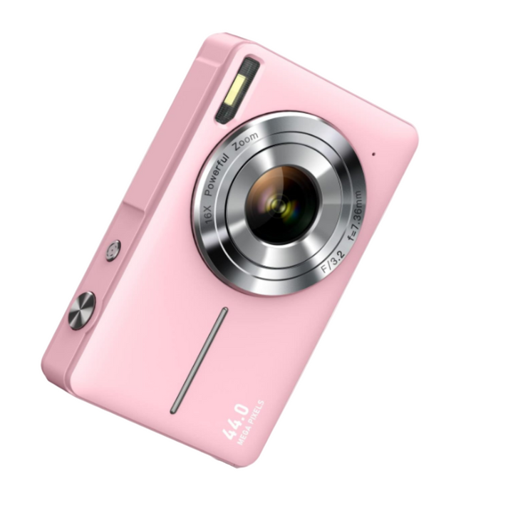 Compact retro digital camera, 1080p video, stylish vintage look, portable for travel and photo memories
