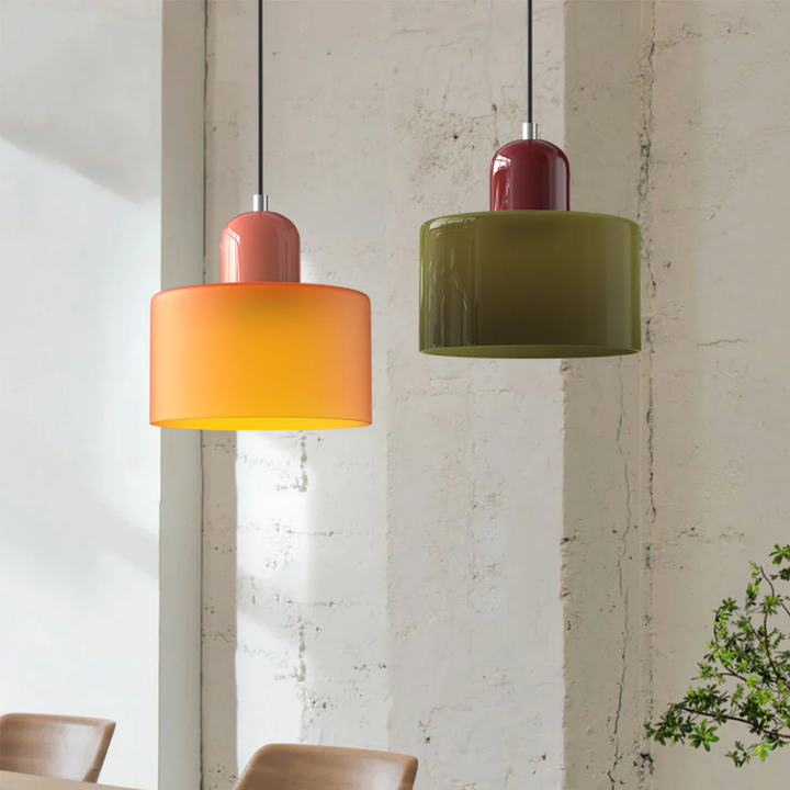 Retro pendant lamp with elegant glass shade & adjustable cord for a warm dining ambiance.