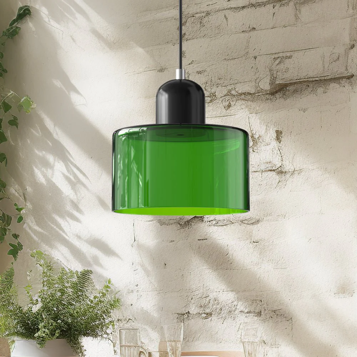 Industrial chic retro pendant, ribbed glass shade, adjustable for a trendy home lighting.