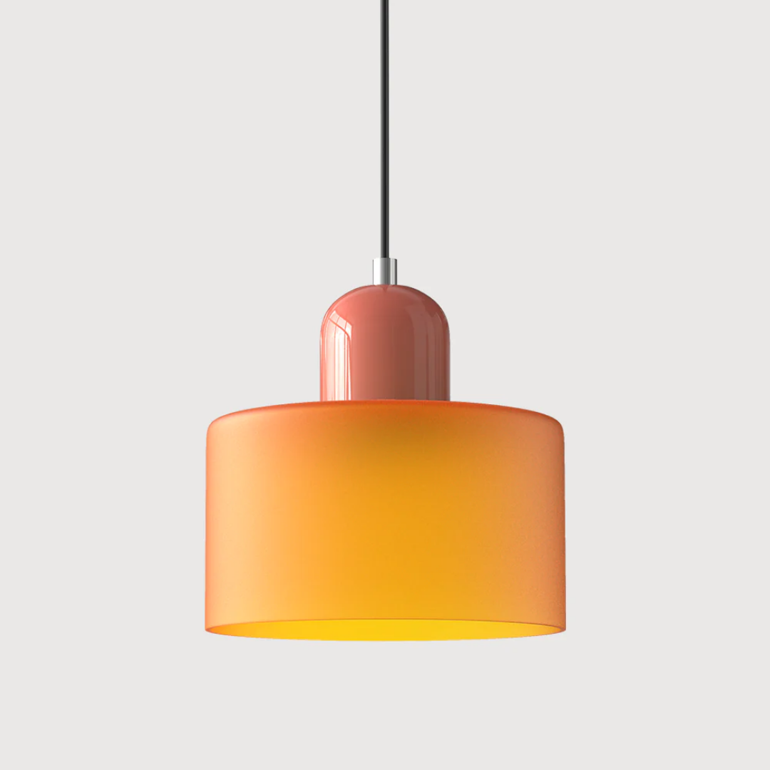 Dining room retro pendant light, elegant glass shade, adjustable for warm family meals.
