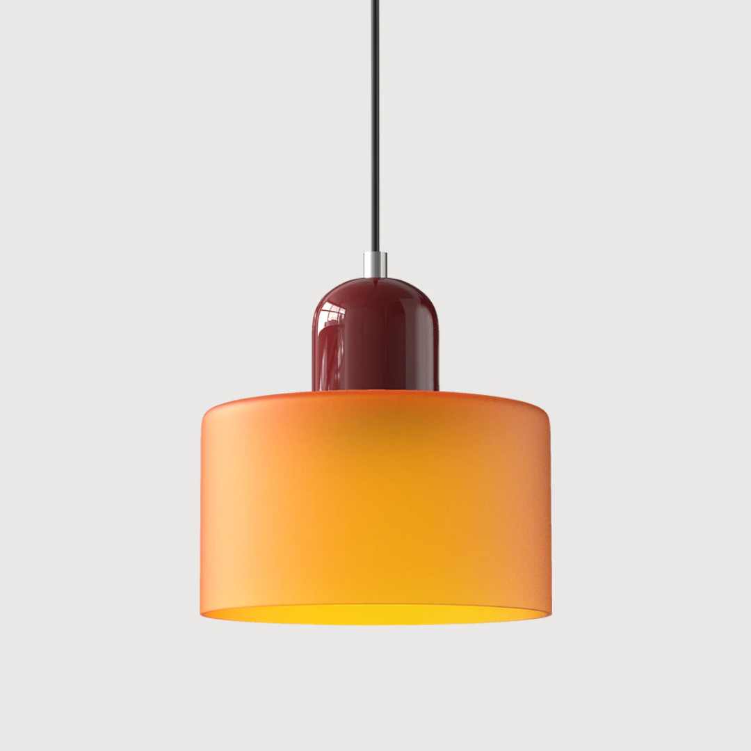 Kitchen island retro pendant lamp, glass shade, adjustable cord for optimal lighting.