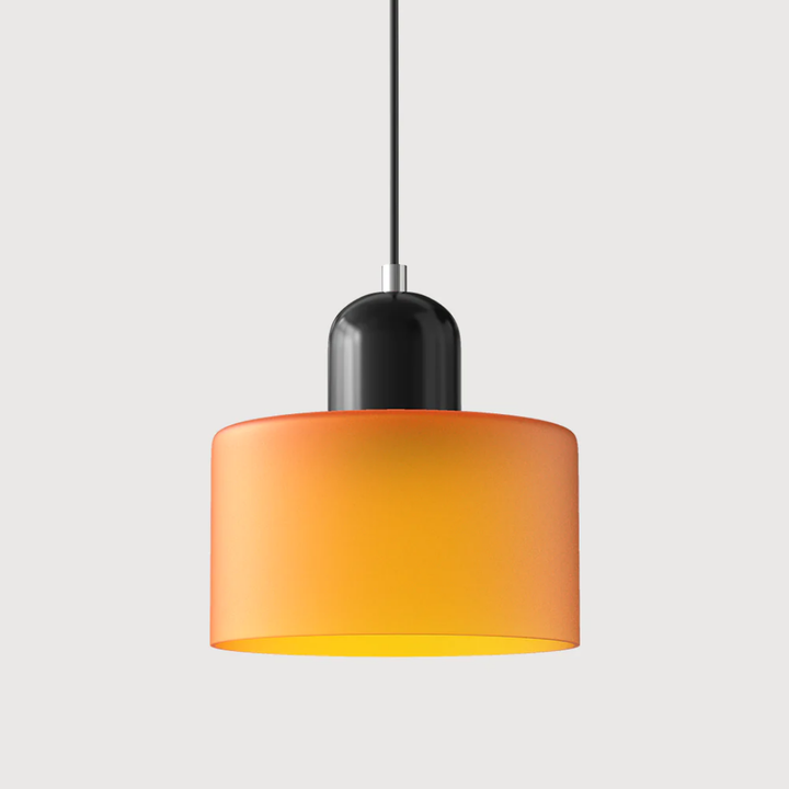 Bedroom retro pendant light, soft glass shade, adjustable for a peaceful, warm retreat.