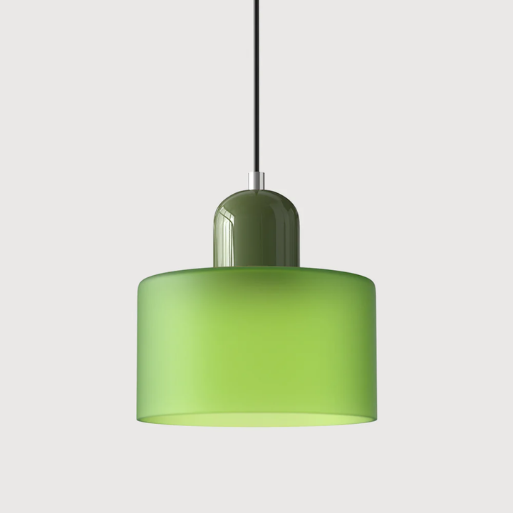 Cafe style retro pendant lamp, glass shade, adjustable for a warm, trendy commercial space.