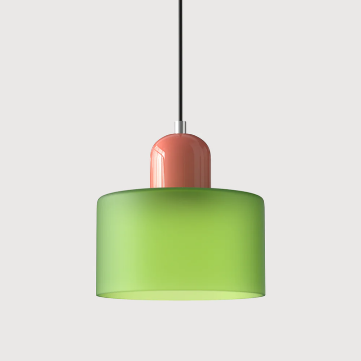 Bar counter retro pendant light, sleek glass shade, adjustable for intimate warm lighting.