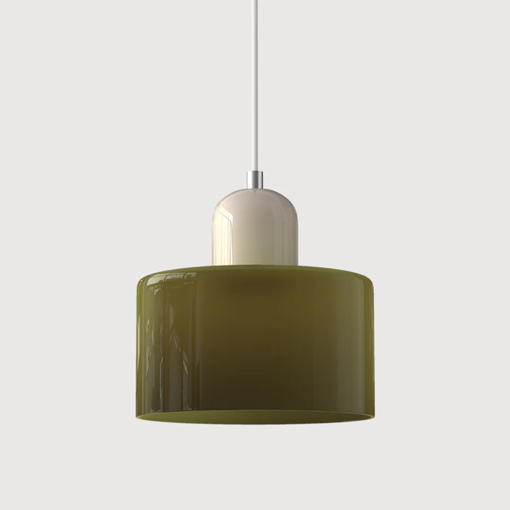 Retro style pendant lamp, hand-blown glass shade, adjustable for unique warm home decor.