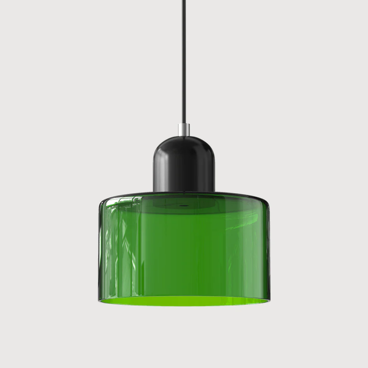 Unique retro pendant lamp, textured glass shade, adjustable for artistic warm illumination.