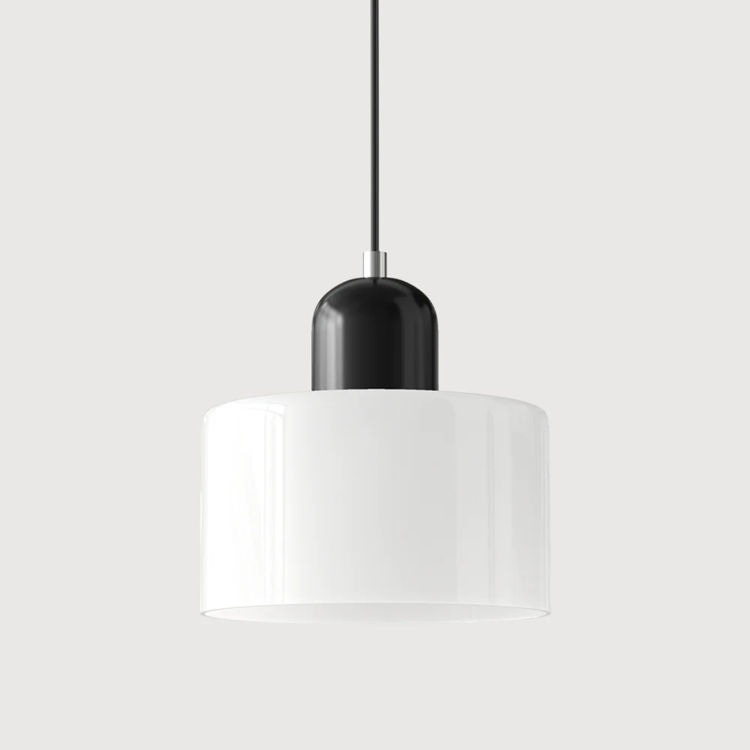 Schoolhouse retro pendant, opal glass shade, adjustable for classic warm interior.