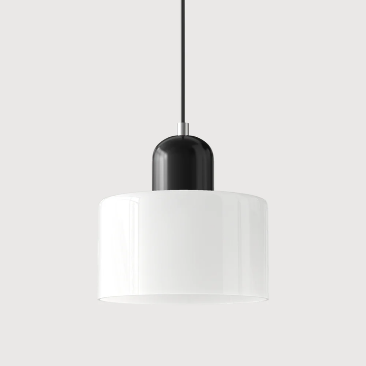 Schoolhouse retro pendant, opal glass shade, adjustable for classic warm interior.