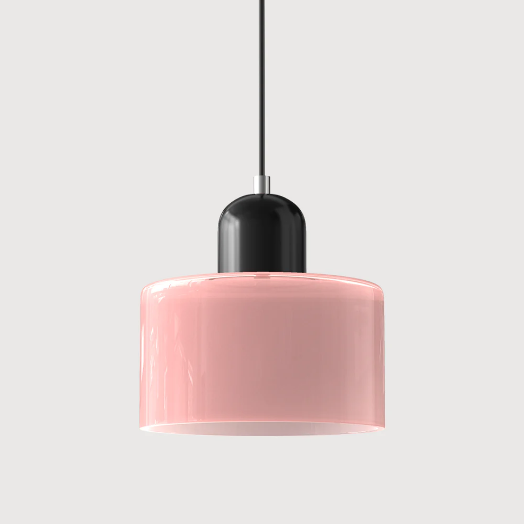Simple retro pendant light, clear glass cone shade, adjustable for clean, warm aesthetics.