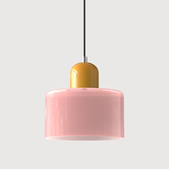 Sleek retro pendant, minimalist glass shade, adjustable for understated warm elegance.