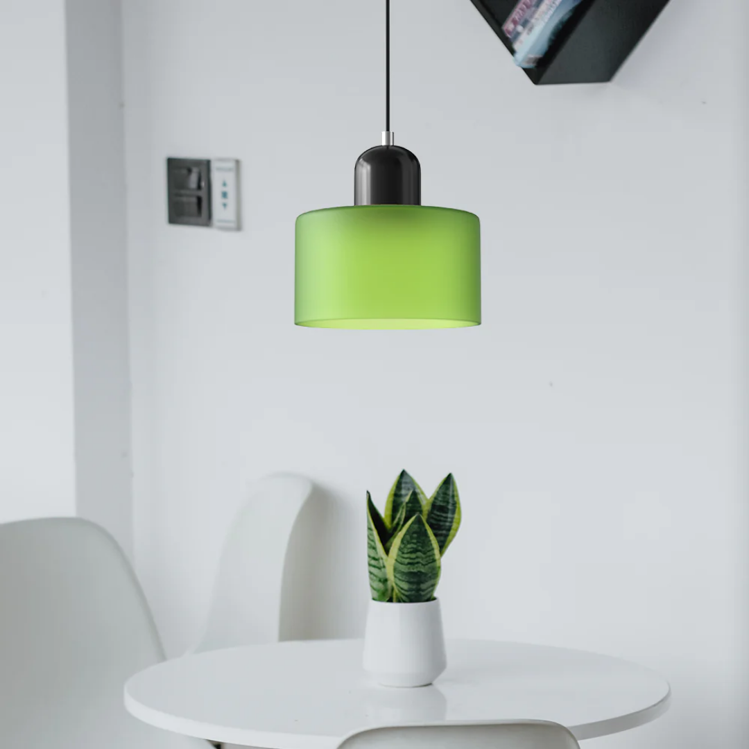 Warm atmosphere retro pendant lamp, elegant glass shade, adjustable height ceiling fixture.