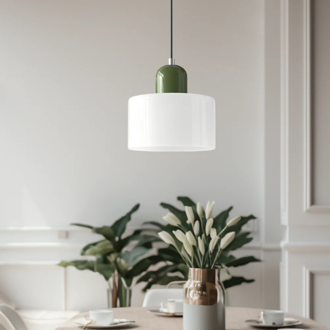Cozy ambiance retro pendant lamp, glass shade design, adjustable for versatile home decor.