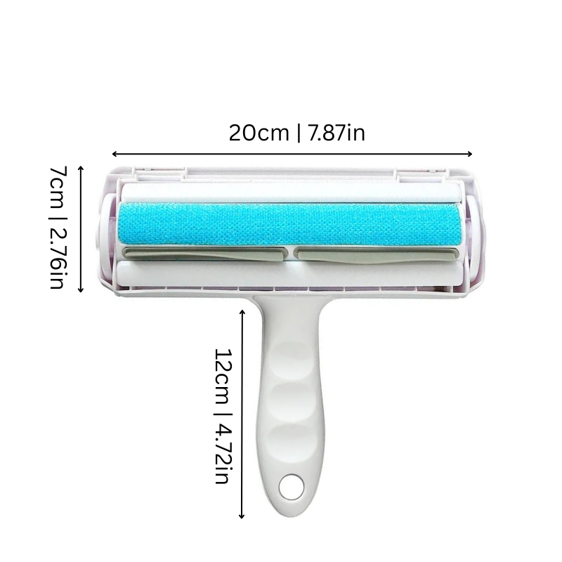 Effortless pet hair remover roller, reusable lint & fur cleaner for couches, clothes, and car interiors. Dog & cat hair.