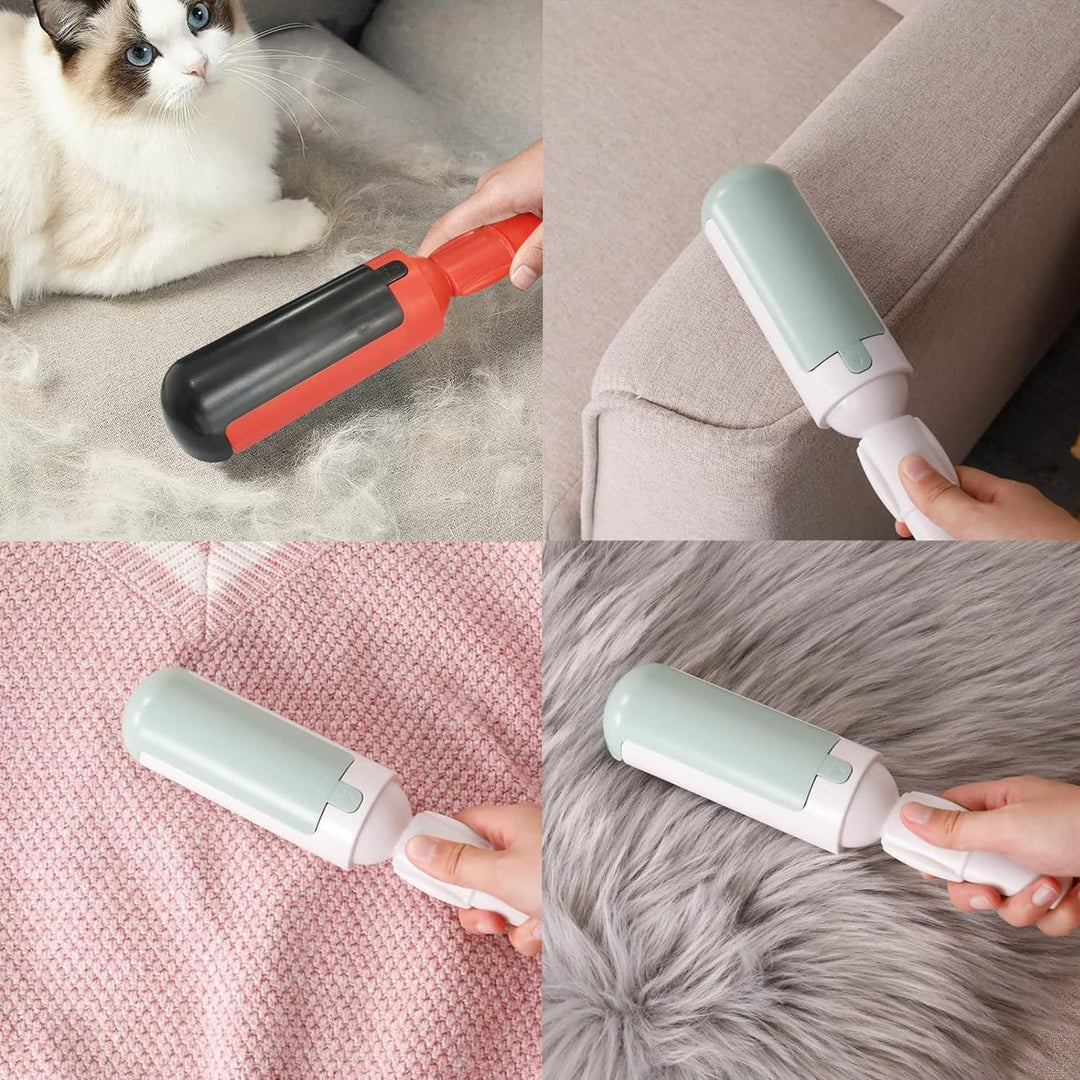 Eco-friendly lint roller for removing stubborn pet hair from sofas, carpets, and upholstery. Washable design.
