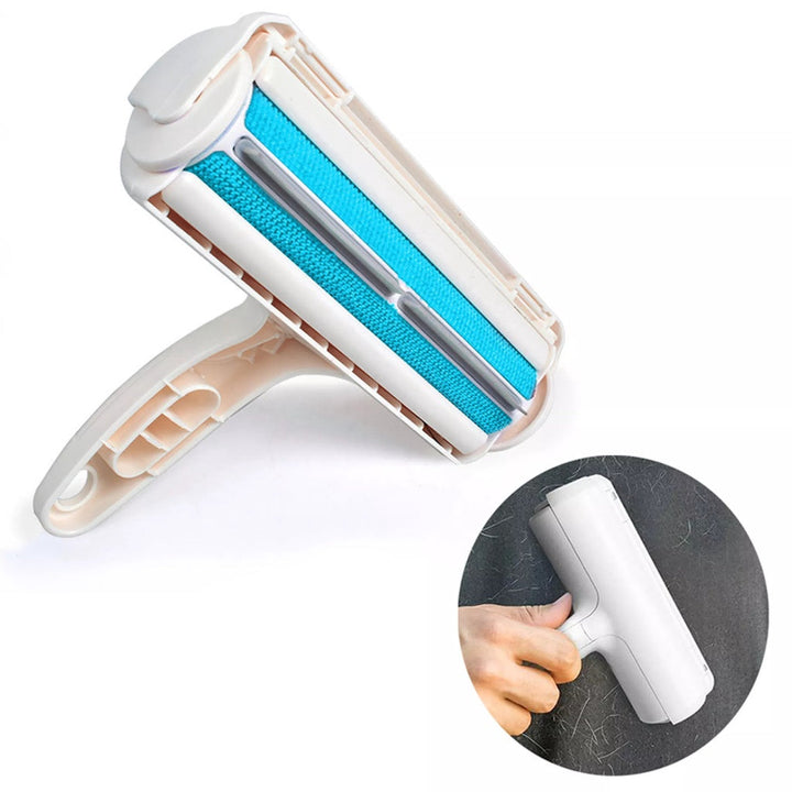 Pet hair remover tool holding a visible amount of collected cat & dog fur, demonstrating its effectiveness.
