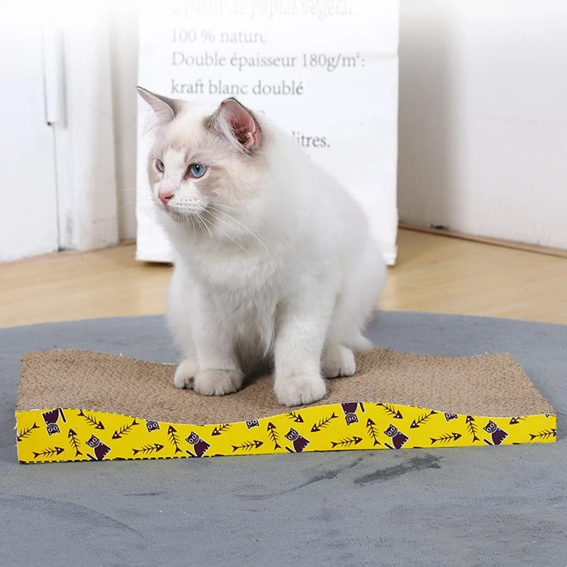 Reversible cat scratch pad for feline claw health & furniture protection. Durable pet accessory & rest spot.