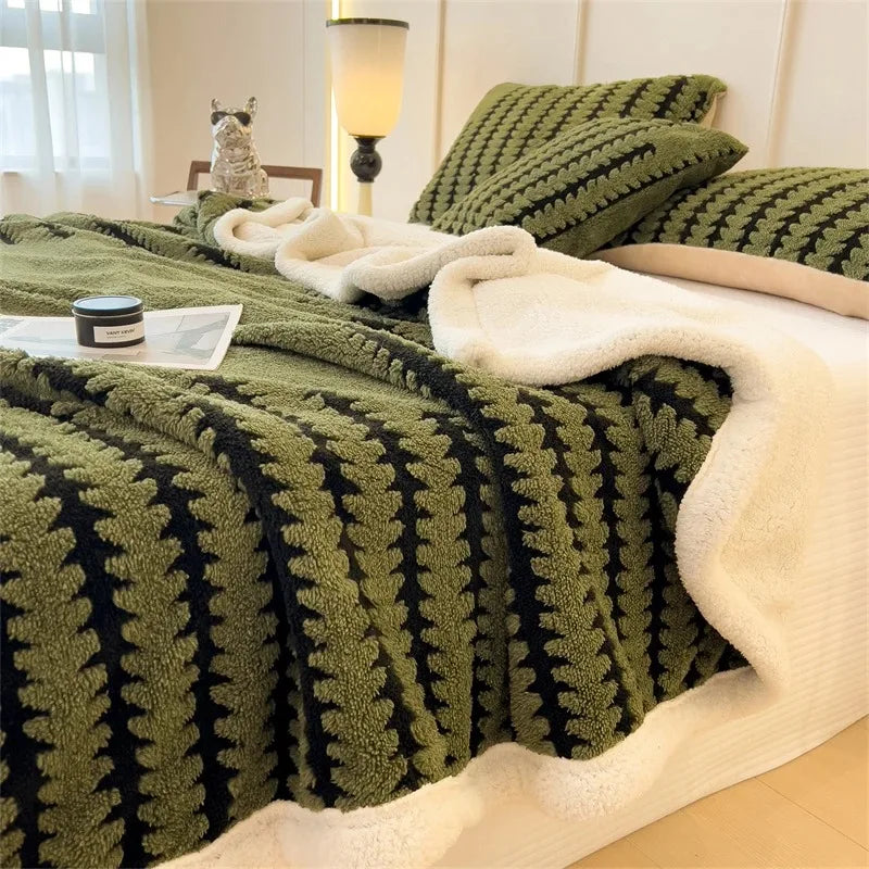 Cozy & warm reversible geometric throw blanket, soft sherpa fleece. A perfect home decor gift.
