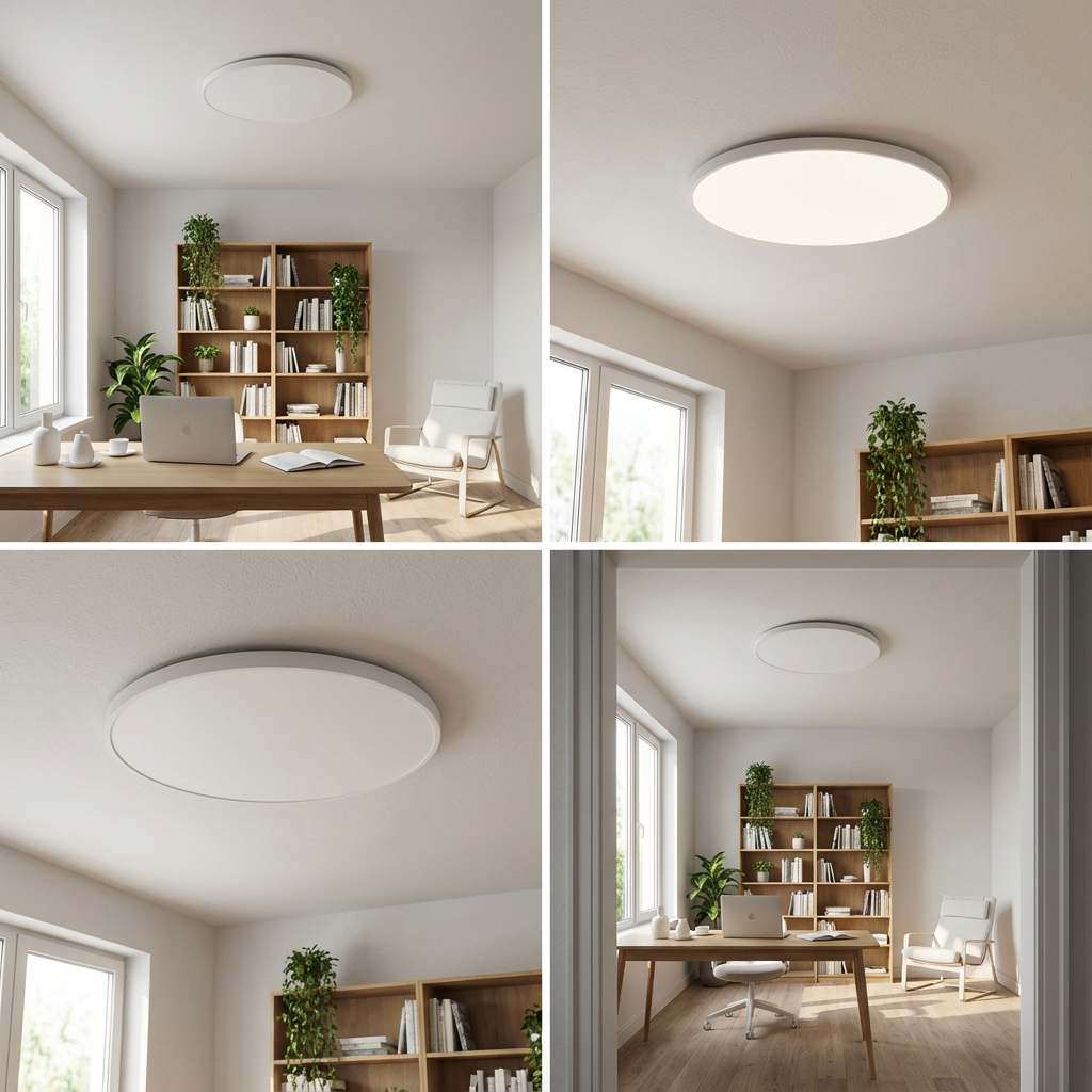 Slim gold trim round LED ceiling light, offering soft, ambient illumination for contemporary homes.