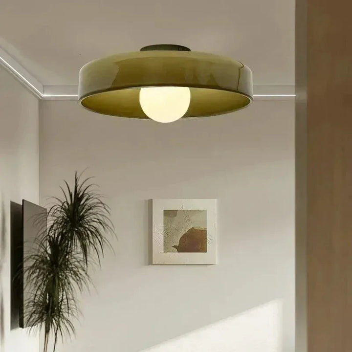 Scandinavian glass ceiling lamp, modern design for elegant home lighting.