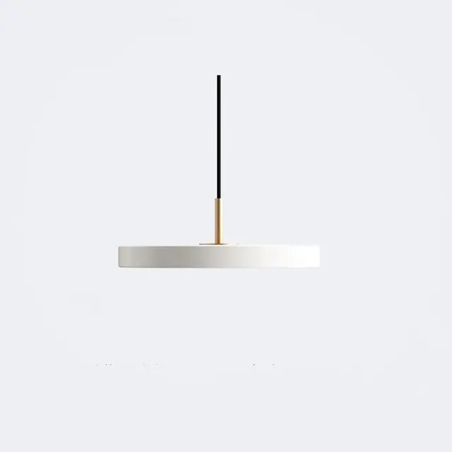 Scandinavian pendant lamp with warm & white light, minimalist metal and glass design for modern home decor.