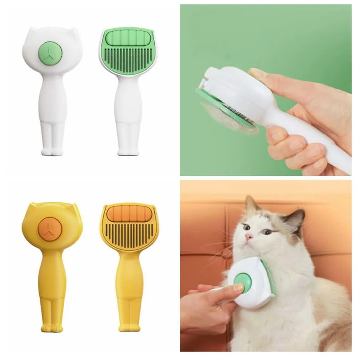 Self-cleaning pet grooming brush for dogs & cats effectively removes loose hair, ideal for shedding season.